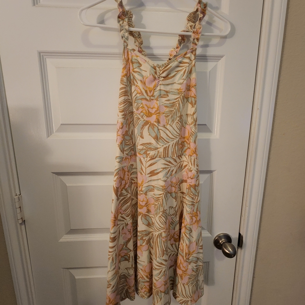 Art Class Cream Sleeveless Ribbed Floral Dress | Girls Size XXL 18
